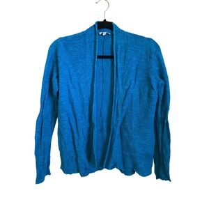Eileen Fisher Blue Organic Linen Cotton Blend Knit Cardigan Sweater Medium
